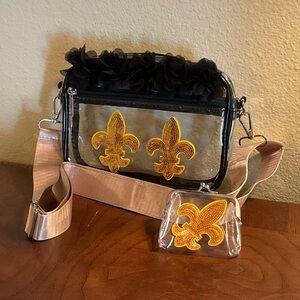 Fleur De Lis Clear Stadium Bag and Coin Purse